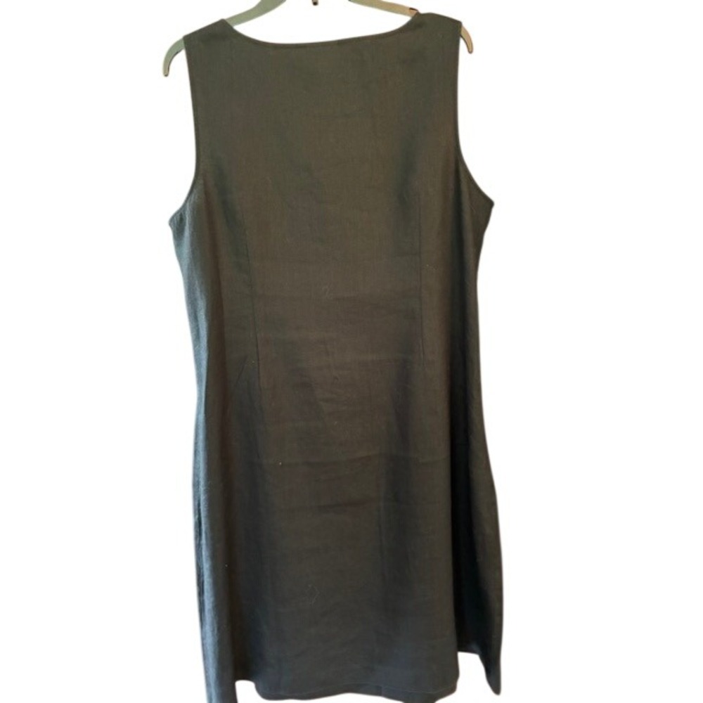 J. Jill Love Linen Shift Dress Women XL Petite Black Excellent Tie Sleeveless - Picture 3 of 8